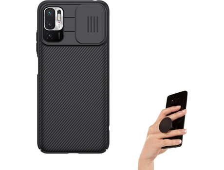 Funda Xiaomi Poco M3 Pro 5G Camshield Nillkin con Protección Cámara Slide y Popsocket Multifunción Negro