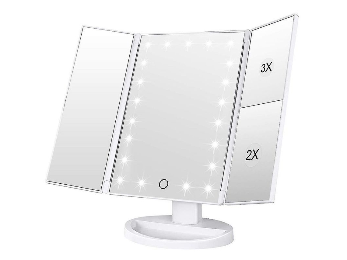 Espejo De Maquillaje Con 22 Luces Led, Pantalla Táctica Y Rotación De 180 Grados.