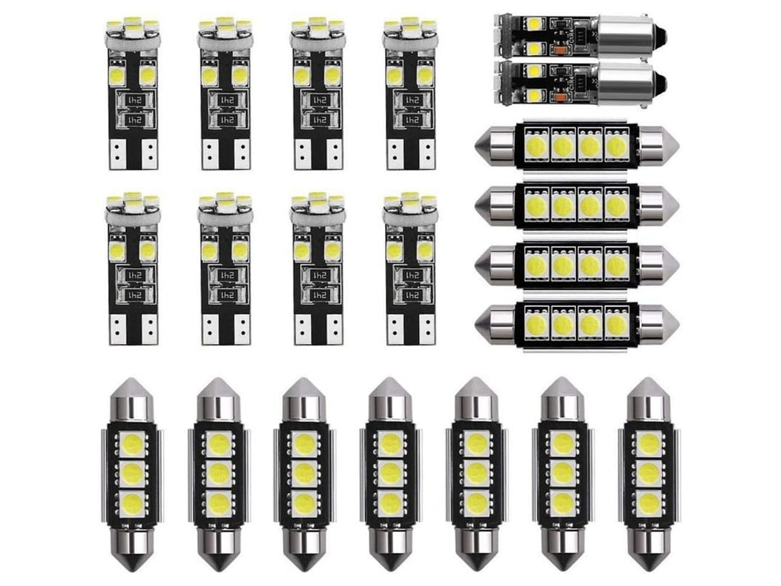2026-kit De Lâmpadas Led Brancas Mini Para Interiores E Placa De Matrícula Do Carro 21 Peças