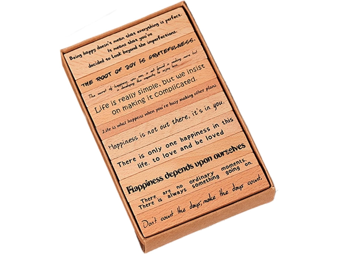 Sello de madera retro con relieve de goma | Sello de diario vintage - Herramientas versátiles - Vayotoy