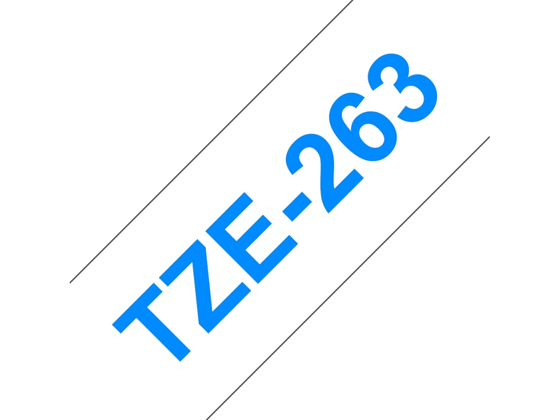 Cinta laminada Compatible Brother Tze263 Texto Azul / Fondo Blanco 36Mm X 8M