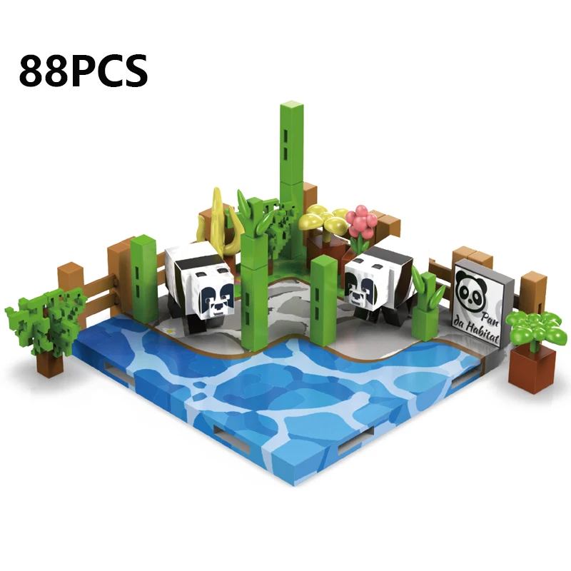 (panda) Set De Bloques De Construcción Magnéticos Para Armar, Modelo De Escena De Zoológico