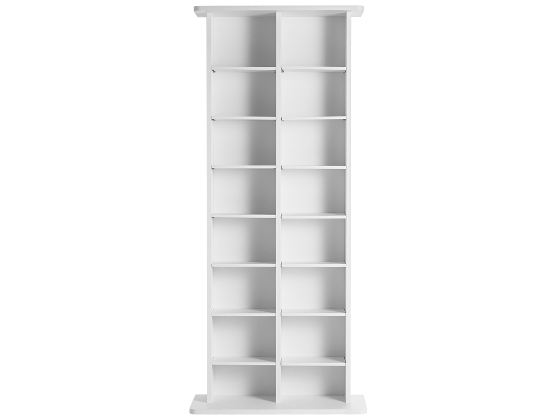 Gabinete multimedia Succebuy de 8 niveles con estante ajustable para DVD con capacidad para 464 CD, color blanco