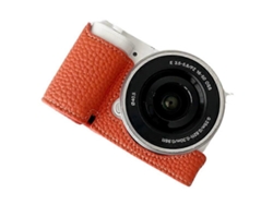Bolsa de cuero con textura de lichi para cámara Sony ZV E10 con ranura para batería Facpoet
