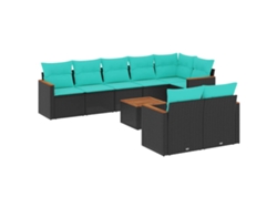 Maison Exclusive - Conjunto De Sofá De Jardín De 9 Piezas Con Cojines, De Poliratán Negro