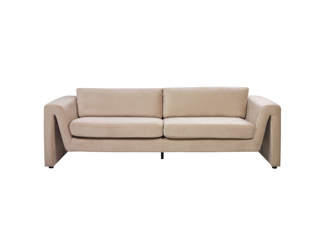 Sofá de 3 plazas BELIANI Maunu de Terciopelo Beige 237x83x76