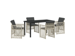 Conjunto 5 De Comedor De Jardín Con Cojines Vidaxl Gris Claro