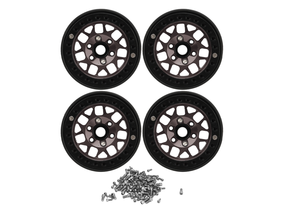 4pcs Llantas De Aluminio Universal 1.9in Para Rc Crawler Beadlock Rims Scx10 Scx10 Ii Titanio