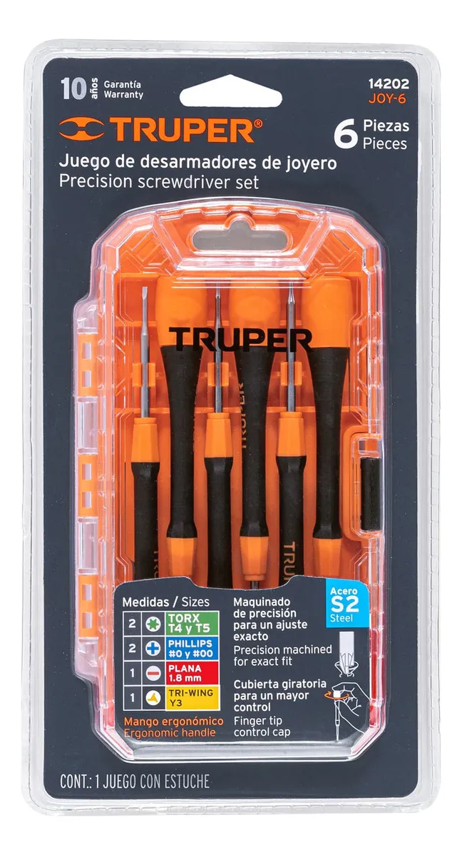 Juego de destornilladores de precisión Truper 14202 con 6 piezas vayotoy