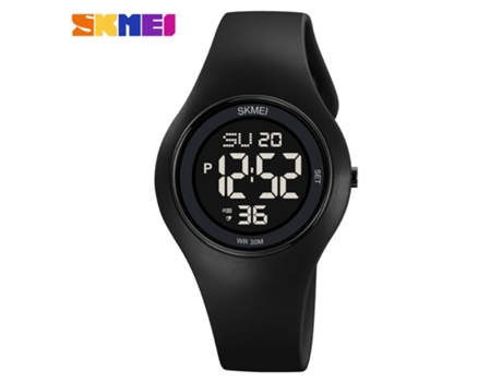 Relojes deportivos para mujer Calendario Semana Pantalla Reloj digital LED resistente al agua-Concha negra y círculo negro LUUCOZK
