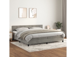 Cama Box Spring Con Colchón Terciopelo Gris Claro 200x200 Cm