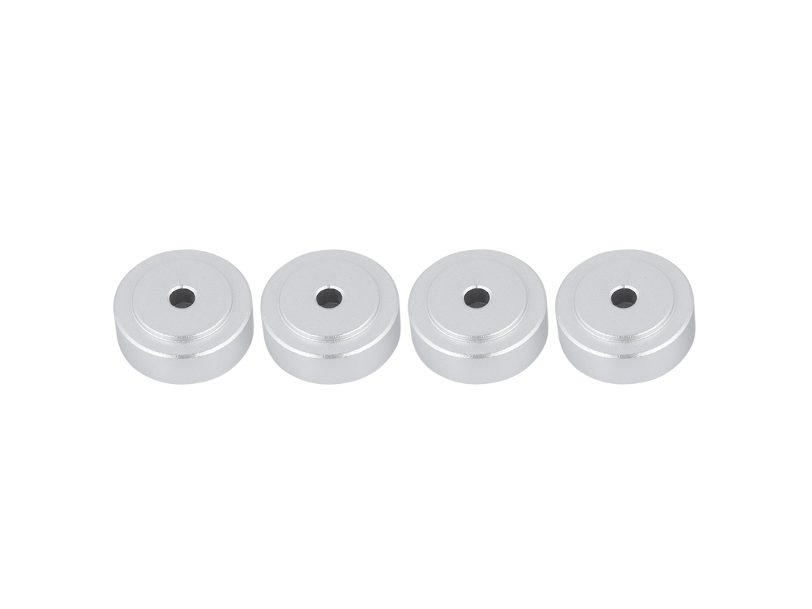 4pcs Pés De Amplificador 20*8mm Liga De Alumínio Absorvente De Impacto Prata Com Anel De Borracha Removível