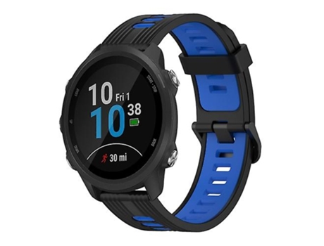 Correa De Reloj Inteligente Para Garmin Forerunner 245, Correa De Reloj De Silicona Bicolor Con Patrón Vertical De 20Mm, Negro Y Azul VENISYMLIS