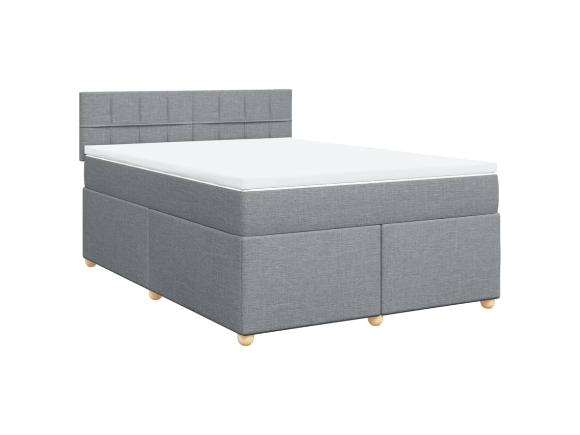 Maison Exclusive - Cama Box Spring Con Colchón Tela Gris Claro 140x190 Cm