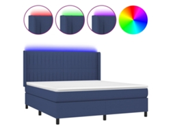 Maison Exclusive - Cama Box Spring Colchón Y Luces Led Tela Azul 180x200 Cm