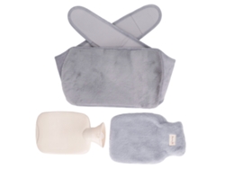 Bolsa De Agua Caliente Multifuncional 1000ml Boca Ancha Plush Con Cinturón Para Hogar Oficina Gris Claro