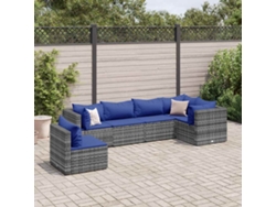 Conjunto de jardín de 6 piezas con cojines, ratán gris, DKD Home Decor