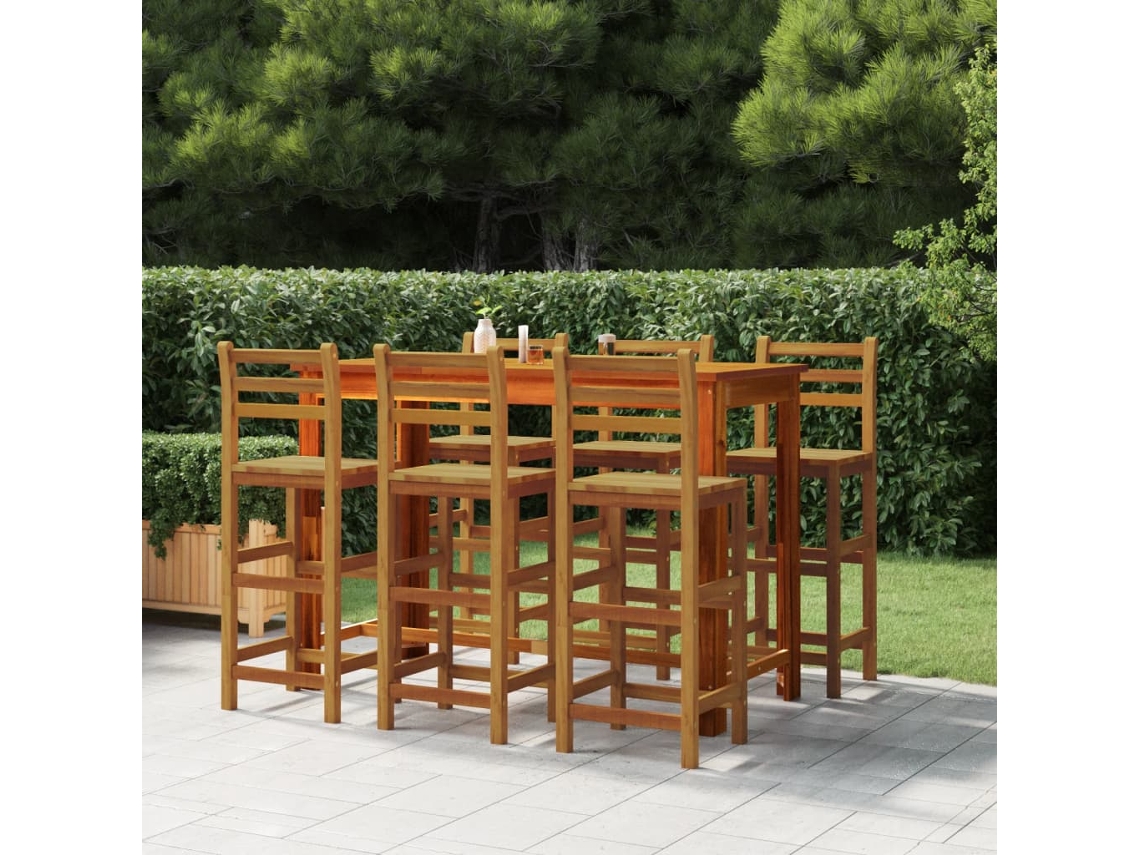Taburetes de bar (6 unidades), madera maciza de acacia, DKD HOME DECOR