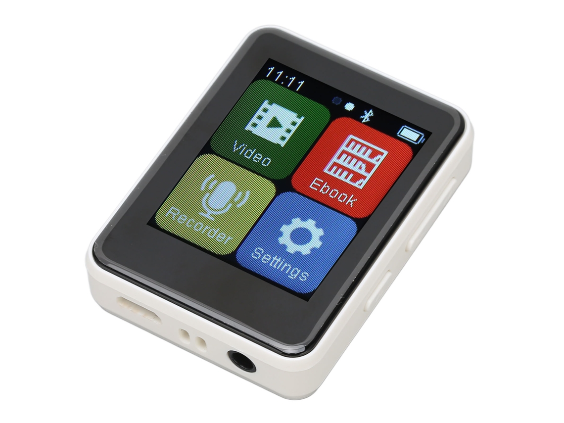 Reproductor MP3 Bluetooth Yizhood D2 de 1,8 pulgadas con tarjeta TF de 128 GB (blanco)