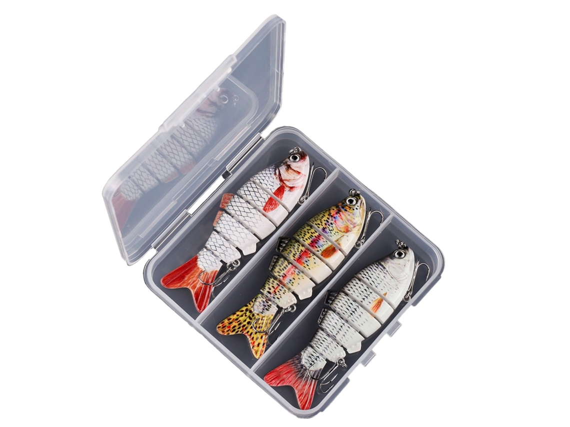 Señuelos De Pesca Para Lubina Y Trucha, Señuelos Rígidos De 6 Segmentos Con Triple Anzuelo, Swimbait.