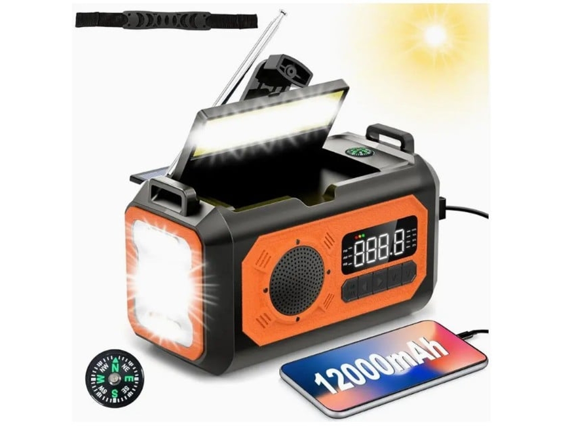 Radio de emergencia con manivela H17 (12000 mAh), color naranja
