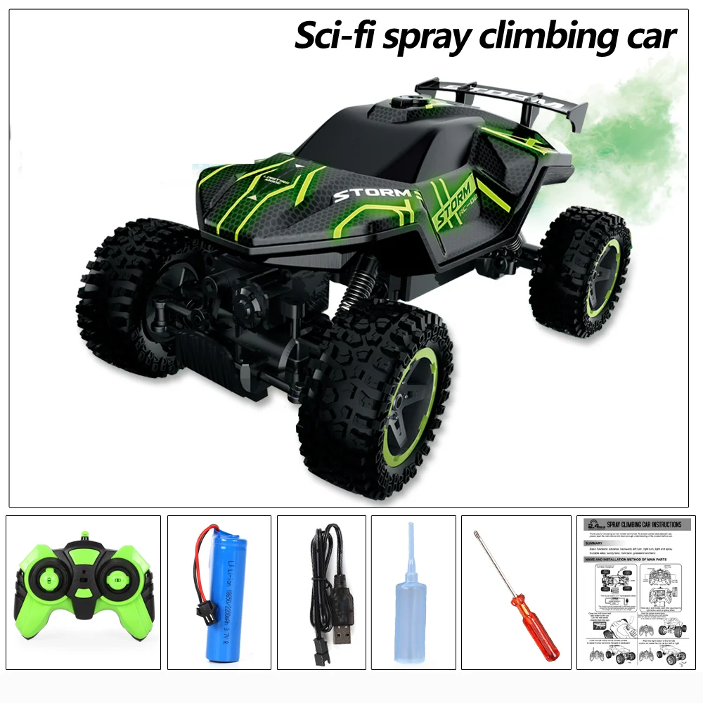 Veículo Off road 4x4 com Controle Remoto, Carro Escalador com Jato D'água, Carro Acrobático, Controle Remoto 2.4g MDUG (verde)
