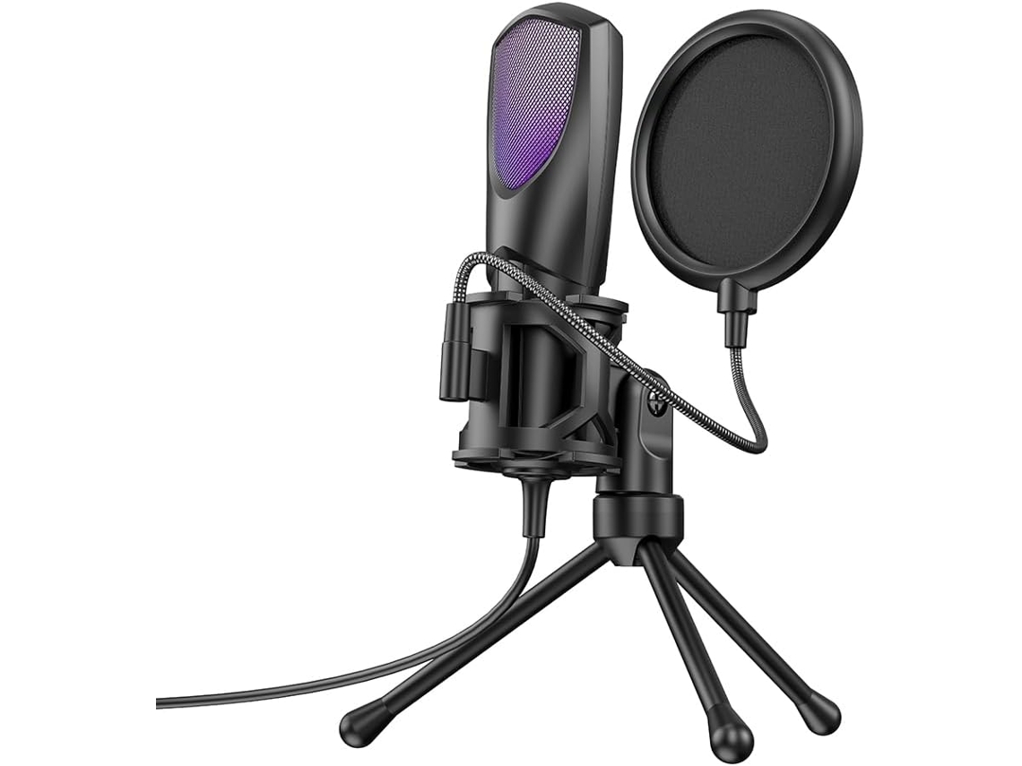 Micrófono De Condensador Usb De Escritorio Para Transmisión En Vivo, Rgb, Karaoke Y Videoconferencias.