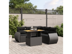 Conjunto de sofás de jardín de 6 piezas DKD Home Decor con cojines de mimbre negros