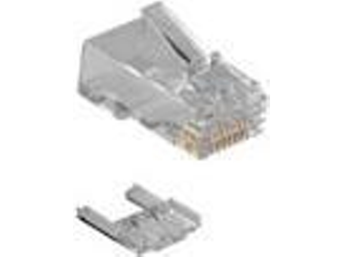 Conector modular RJ45 Cat6 para cable redondo con conductores sólidos o trenzados. Apto para cables sólidos y trenzados (8 pines/8 pines).