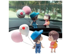 Decoración Del Interior Del Coche: Linda Pareja De Dibujos Animados, Niño Y Niña Besándose.