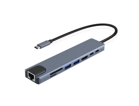 USB C a HDMIEthernetUSB AType-cTFLector de tarjetas SD (8 en 1) Puerto de cargador Cable divisor Adaptador de dongle de monitor dual para Apple BIS...