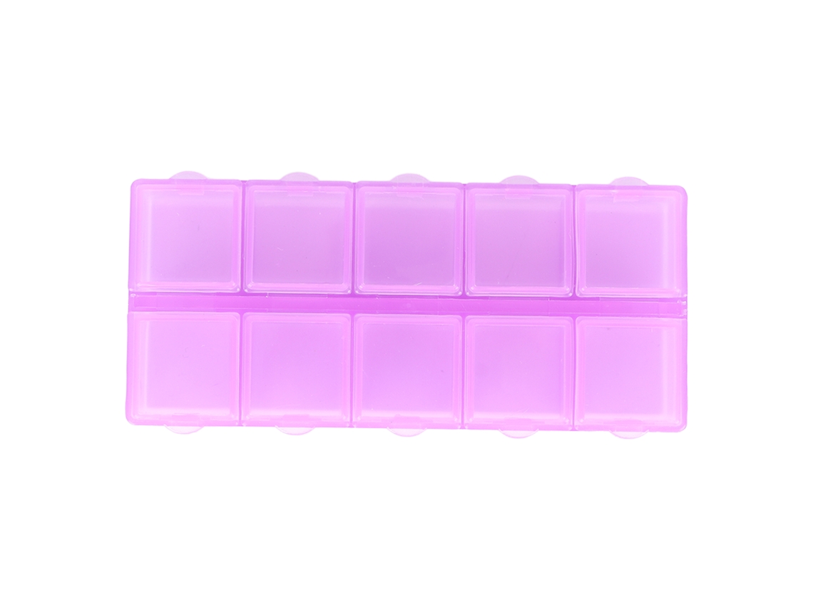 Caixa De Armazenamento De Plástico Roxo Com 10 Grelhas Para Bijuterias, Contas, Artigos De Manicure E Artesanato
