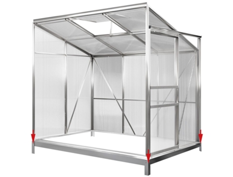 Base de invernadero adosada de acero galvanizado 6x4ft