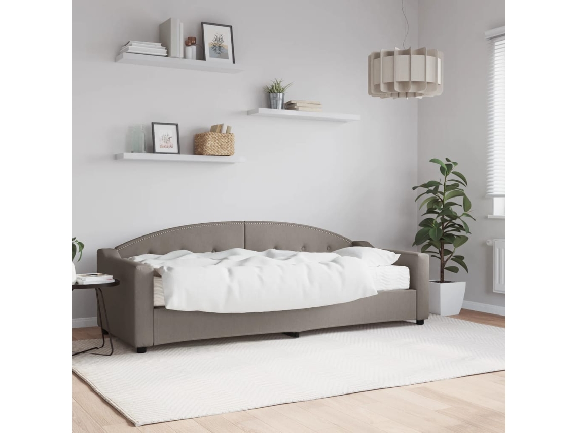 Sofá Cama Con Colchón Tela Gris Taupe 80x200 Cm