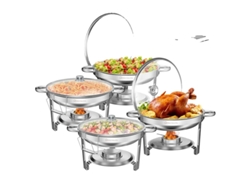 Juego de calentadores de alimentos de acero inoxidable, capacidad de 5 cuartos, paquete de 4 unidades de 5 cuartos