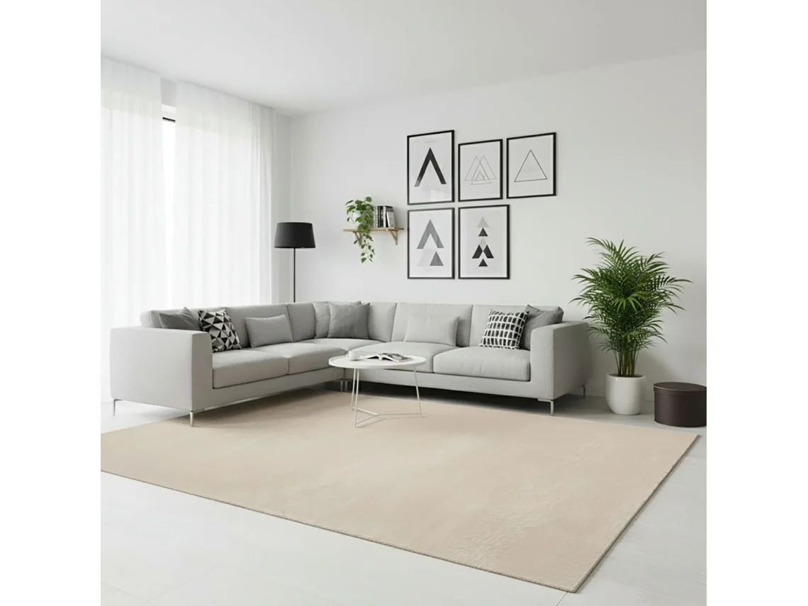 Rugura - Alfombra Lavable Y Antideslizante De Salón O Habitación, Lisa, De Pelo Corto, Suave, 100x200cm, Beige