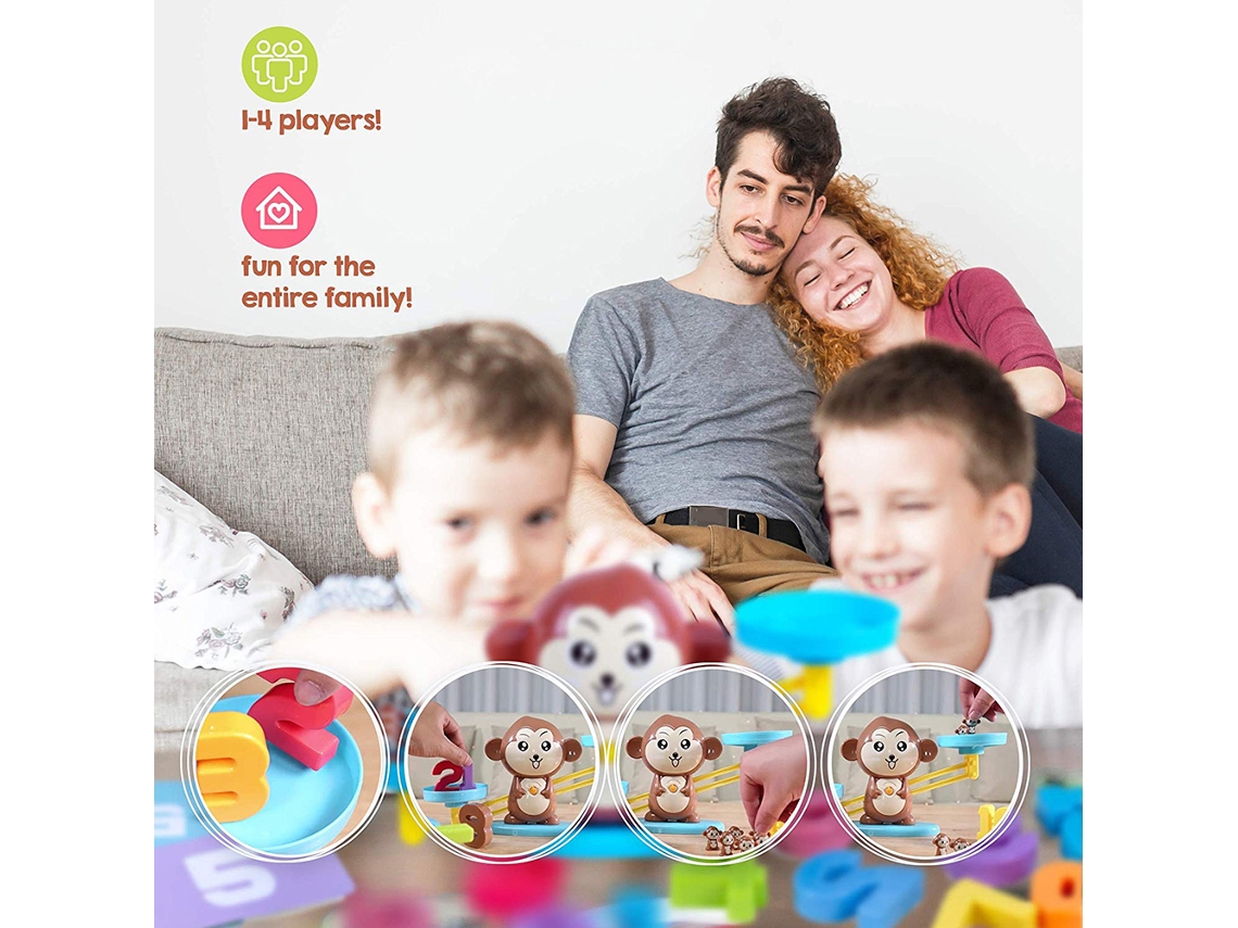 Ats-juguete De Balanza Digital Mono Para Aprendizaje Temprano, Balanza Matsemática Para Niños Con Sumas Y Restas, Juguete Educatsivo De Balanza Numérica