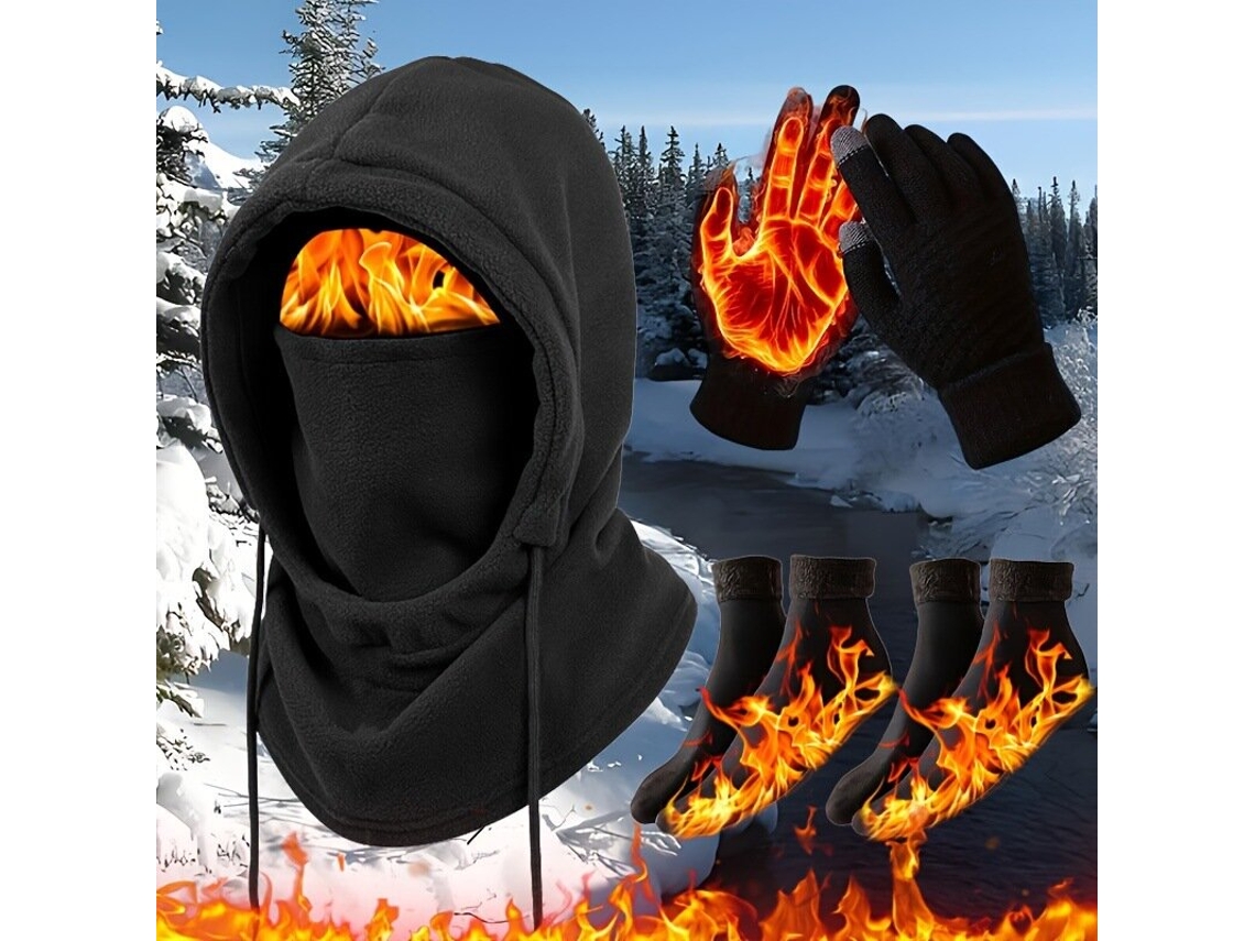 Juego De 4 Piezas xanes 2/3/4 Piezas De Gorro Guantes Y Calcetines De Invierno Para Proteger La Cabeza El Cuello Las Manos Y Los Pies Del Frío