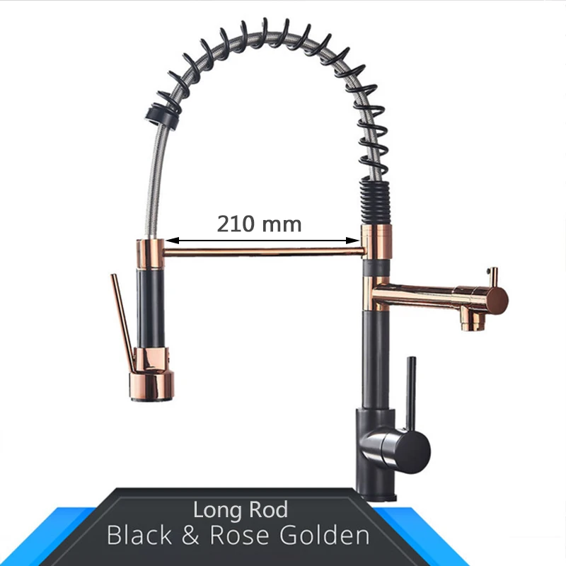 Grifo de cocina retráctil MDUG con resorte y mezclador de agua fría y caliente.