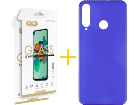 Kit Funda + 2 Protectores de Pantalla Huawei Y6P ACCETEL Liso (Azul)
