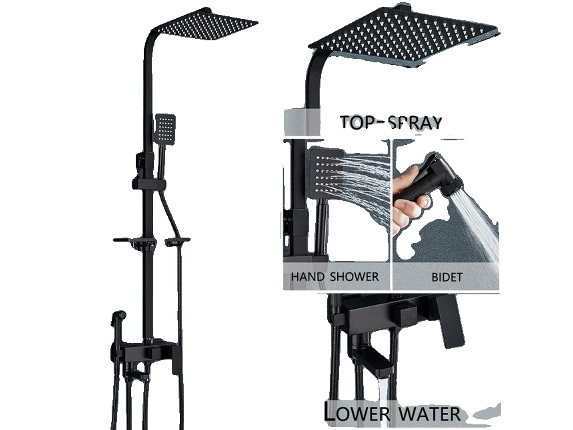 Juego de grifo de ducha de pared con efecto lluvia para bañera, 4 vías, 10 pulgadas B