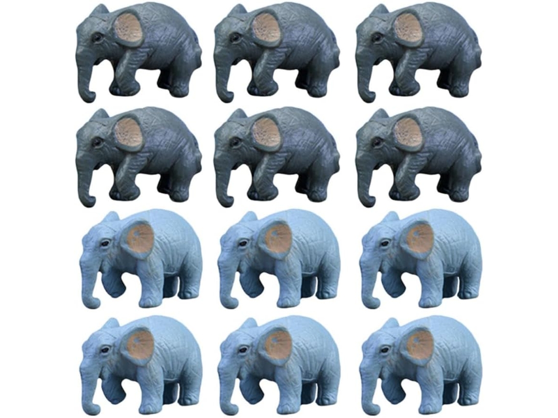 12 Elefantes Miniatura De Pvc. Figuras De Elefantes Pequeñas Y Ligeras Para La Decoración De Bonsáis Y Como Ayuda Para