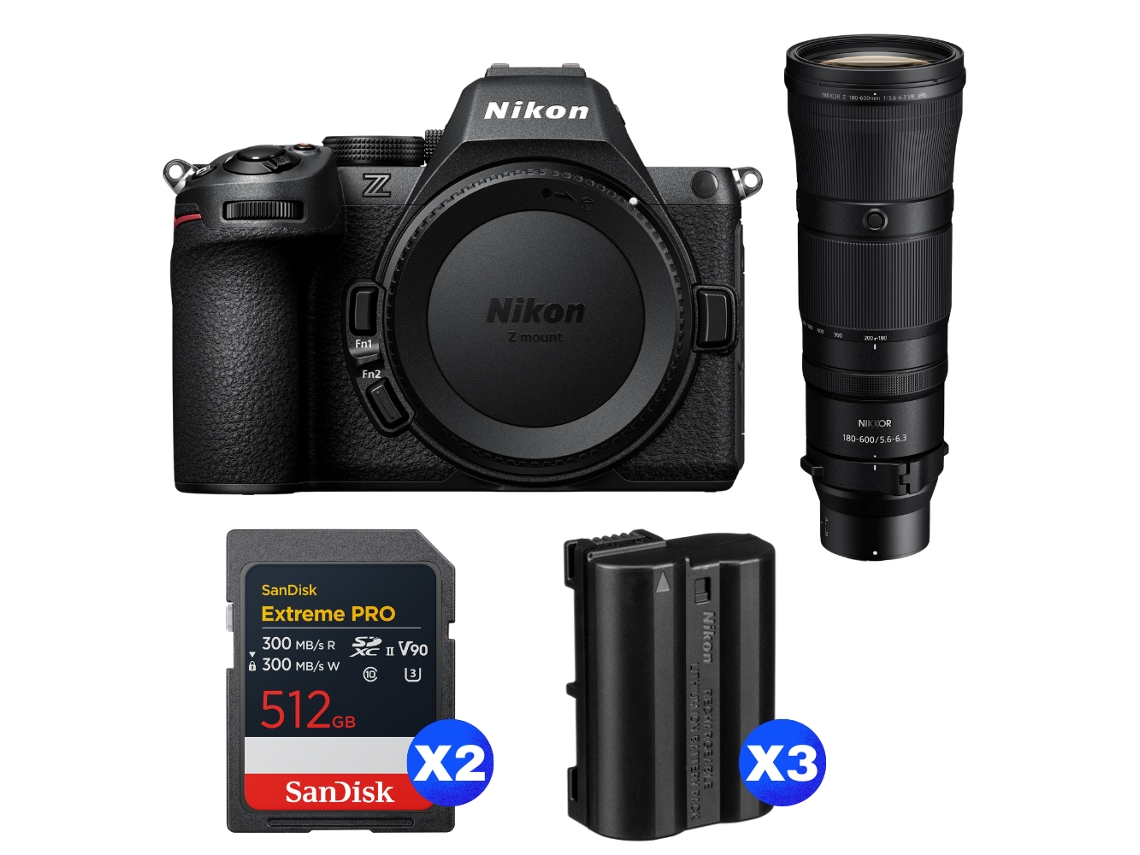 Nikon Z5 Ii + 180-600mm F/5.6-6.3 Vr + 2 Sandisk 512gb Extreme Pro Uhs-ii Sdxc + 3 Nikon En-el15c + Ebook “20 Consejos Para Fotos Que Impactan”
