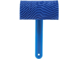 Rodillo De Pintura Con Patrón De Madera Azul Grabado Y Mango Herramienta Diy Para Decoración De Paredes