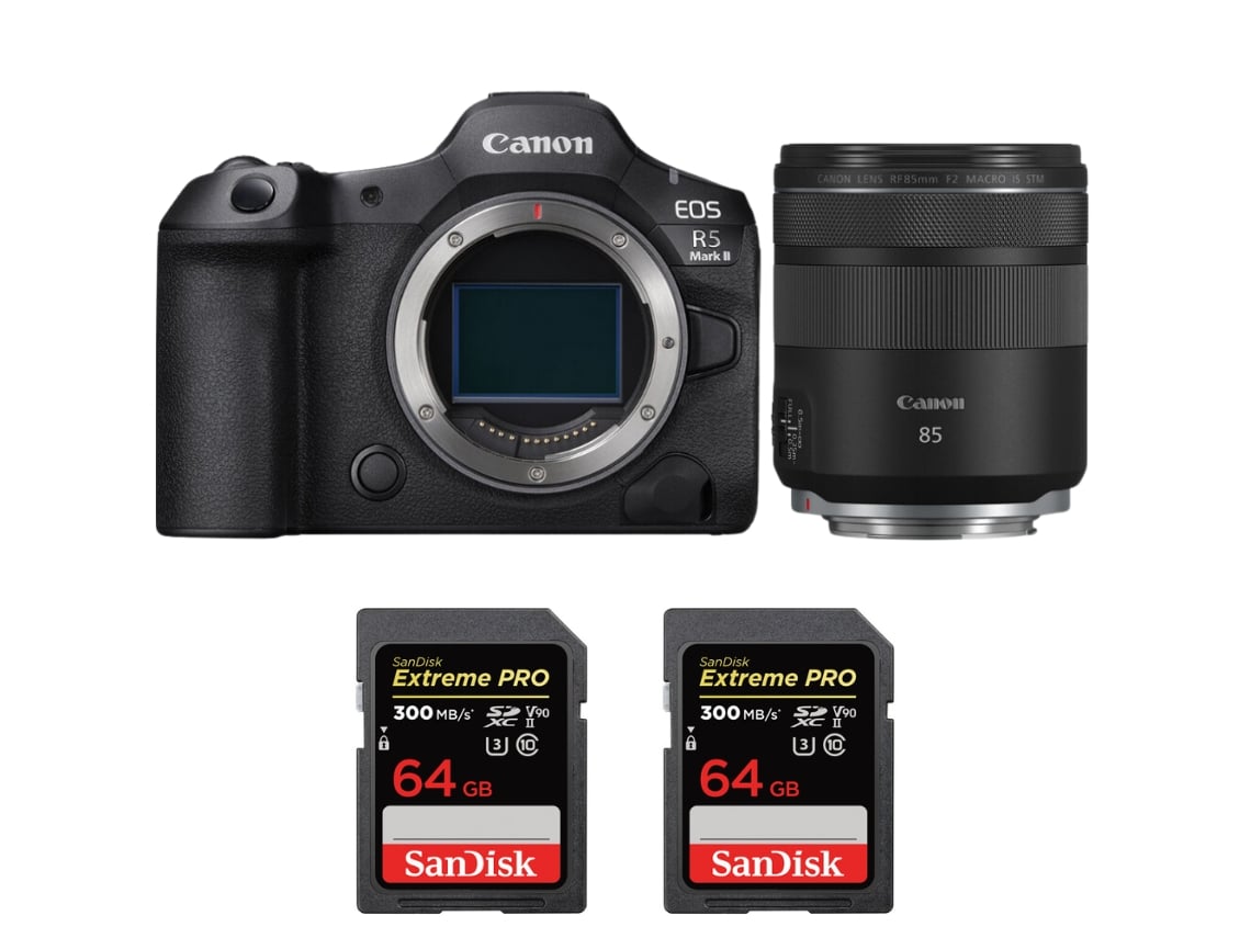 Canon Eos R5 Mark Ii + Rf 85mm F/2 Macro Is Stm + 2 Sandisk 64gb Uhs-ii 300mb/s + Ebook “20 Consejos Para Fotos Que Impactan”