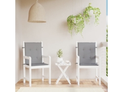 Cojín Silla Jardín Respaldo Bajo 2 Uds Tela Oxford Gris