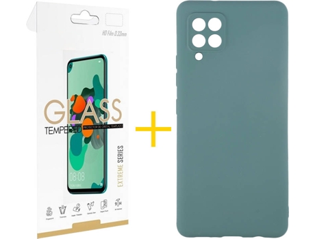 Carcasa y Protector de Pantalla de Vidrio Samsung A42 5G SKYHE Silicona Líquida Verde