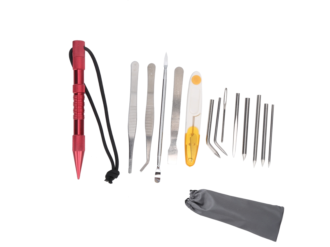 Rebe-14 Piezas/set Agujas De Paracord Herramientas De Tejer Para Pulseras Kit Diy Rojo