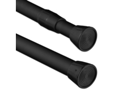Relaxdays Barra Cortina Extensible Acero Inoxidable, Varios Tamaños, Palo Presión Ducha, Visillos, Sin Taladrar, Negro