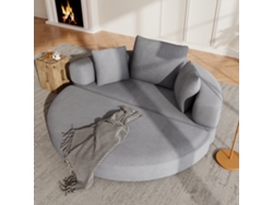 Sofá cama plegable de 173x176 cm - Modular, cojines incluidos, tapicería de pana - Gris